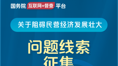 操小日本女人骚屄国务院“互联网+督查”平台公开征集阻碍民营经济发展壮大问题线索